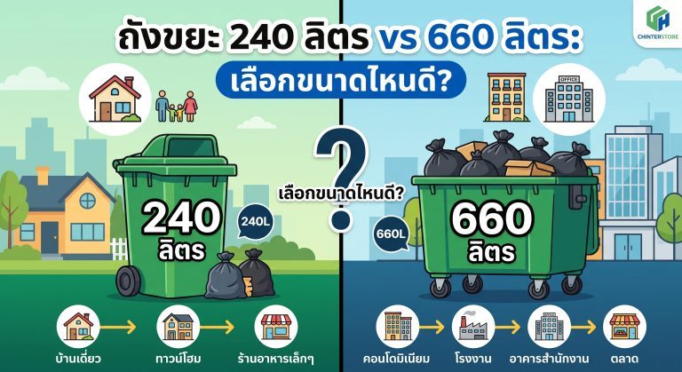 ถังขยะ 240 ลิตร vs 660 ลิตร เลือกขนาดไหนดี?