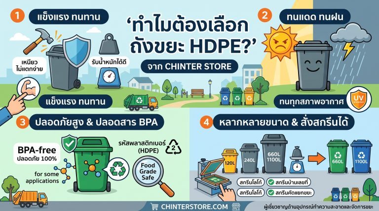 ถังขยะ HDPE คืออะไร ทำไมทนกว่าพลาสติกทั่วไป