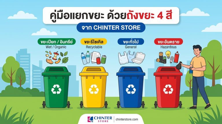 ถังขยะแยกประเภท 4 สี ทิ้งขยะอะไรบ้าง